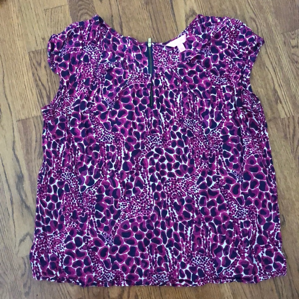 Purple and Navy Leopard Top Lilly Pulitzer Size L